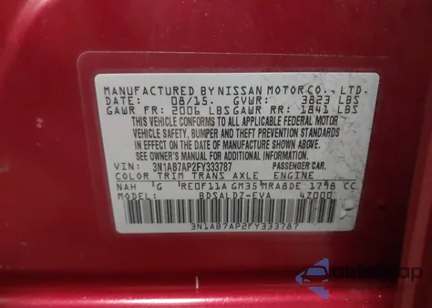 2015 Nissan Sentra Sv z USA, uszkodzony, nr VIN 3N1AB7AP2FY333787